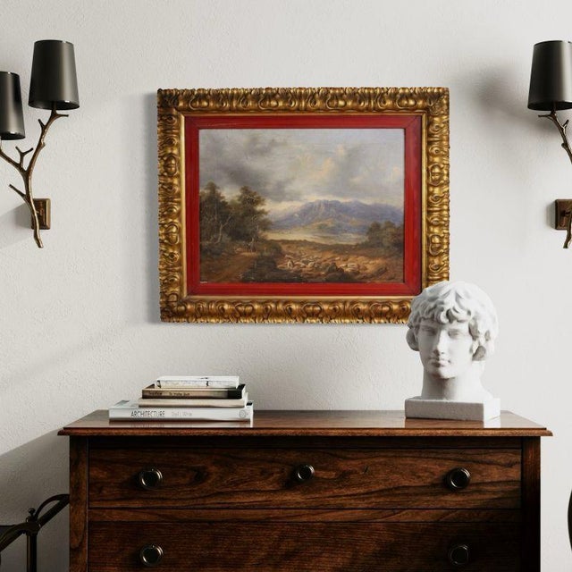 Italian Artist, Landscape with Wayfarers, 1845, Oil Painting on Canvas, Framed For Sale - Image 11 of 15