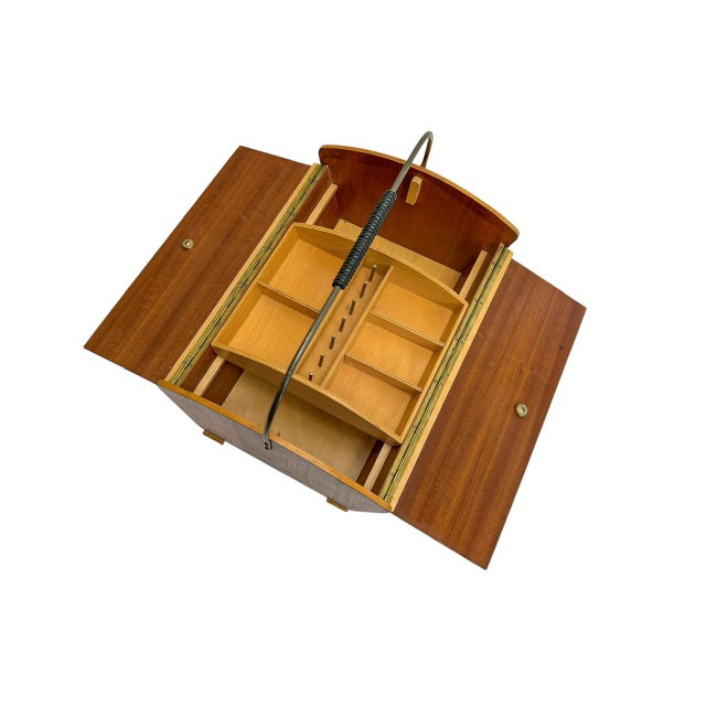 Mid-Century Teak Wood Sewing Storage Box, 1960s For Sale - Image 6 of 11