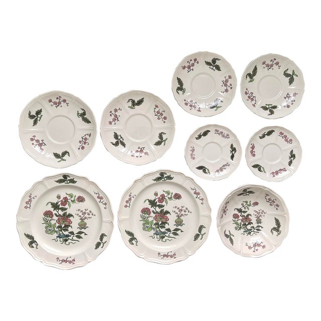 Vintage “Mandarin” Floral Wedgwood China Plates- Set of 9 For Sale
