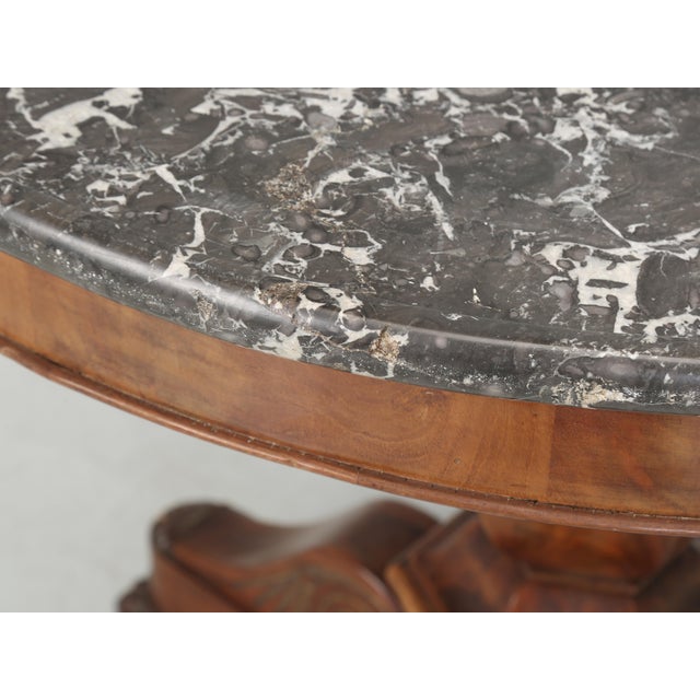 Wood Antique French Center Hall Table Mahogany Saint Anne Marble Original Condition For Sale - Image 7 of 11