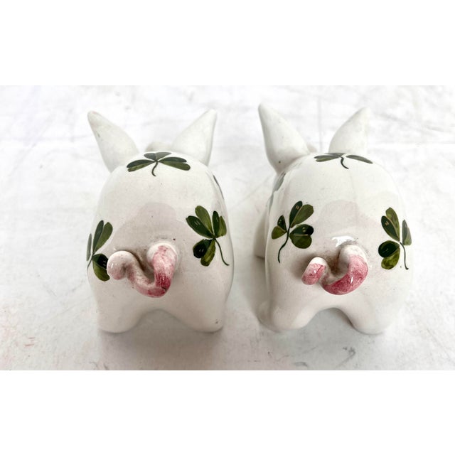 White Mid 20th Century Plichta Clover Design Hand Painted Ceramic Pigs - Set of 2 For Sale - Image 8 of 14