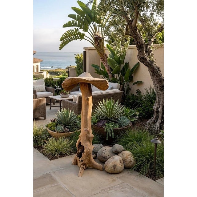 Artisanal Hand-Carved Teak Root Mushroom Sculpture For Sale - Image 12 of 12