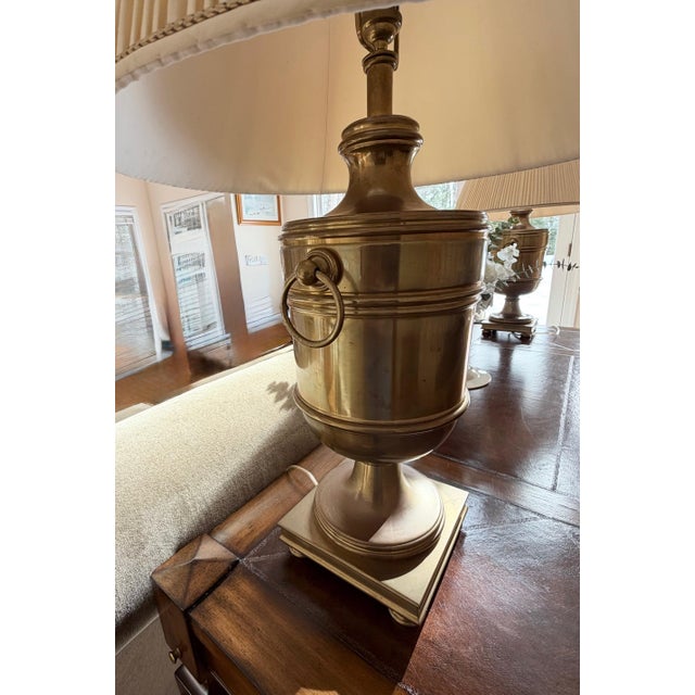 Thomasville Campaign Style Leather Top Writing Desk and Leather Chair, Set of 2 For Sale - Image 4 of 18