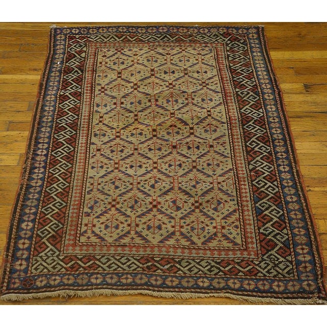 Early 20th Century Caucasian Shirvan Rug ( 3' x 4'7" - 90 x 140 ) Antique Shirvan Caucasian Geometric Knotted Rug, Circa...