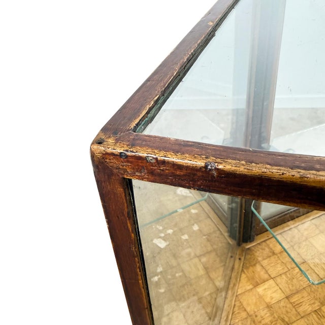 Antique Curved Glass Display Cabinet Wooden Showcase, 1890s For Sale - Image 3 of 18