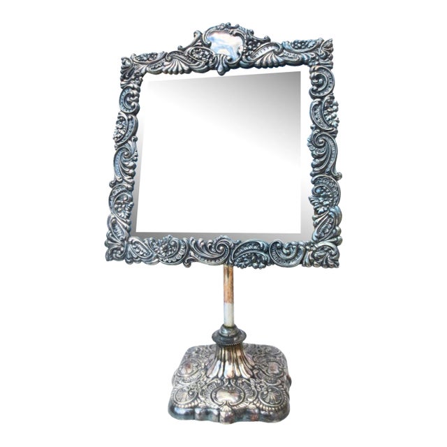Belle Epoque Silver Plate Vanity Mirror Circa 1894 For Sale