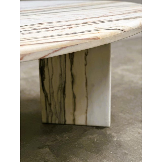 Oval Breccia Sarda Striato Marble Coffee Table, Italy, 1980s For Sale - Image 4 of 15