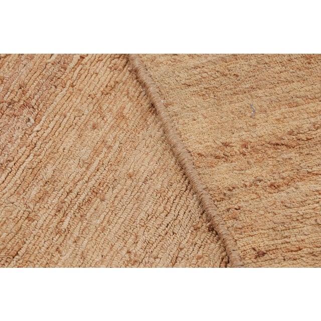 Rug & Kilim’s Textural Rug, Jute With Monochromatic Beige-Brown Striae For Sale In New York - Image 6 of 8