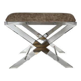 Port 68 Modern Taupe and Acrylic Crossing Bench For Sale