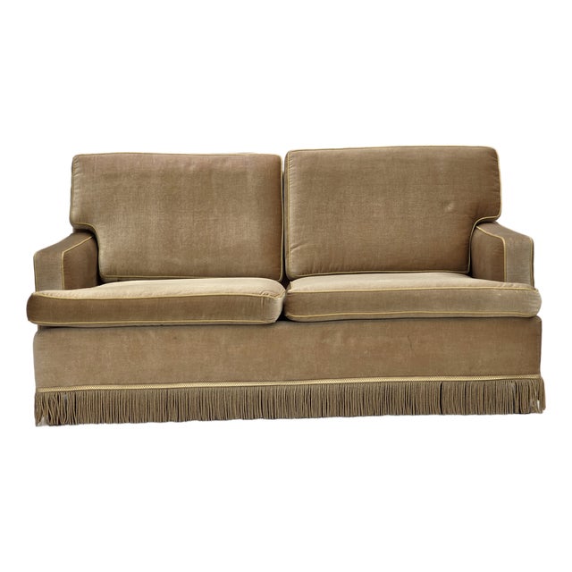 Danish 2-Seater Sofa in Honey Yellow Velour, 1970s For Sale