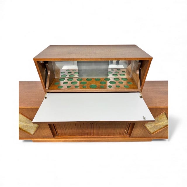 Mid-Century Modern Walnut Tambour Door Sideboard & Bar Cabinet For Sale - Image 4 of 10