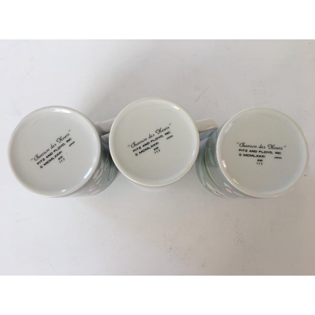 Gray Set of Three - Fitz and Floyd Mugs in "Chanson Des Fleurs" Pattern Made in Japan For Sale - Image 8 of 12