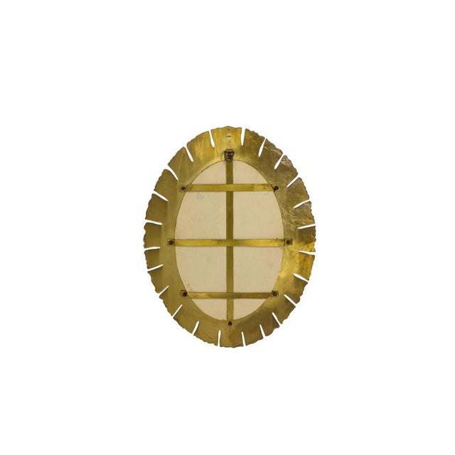 1950s Elliptical Mirror in Hammered, Gilded Brass, 1950s For Sale - Image 5 of 6