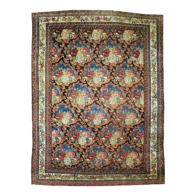 1900s Antique Hand Knotted Persian Bijar Rug 11'7"x 15'5" For Sale