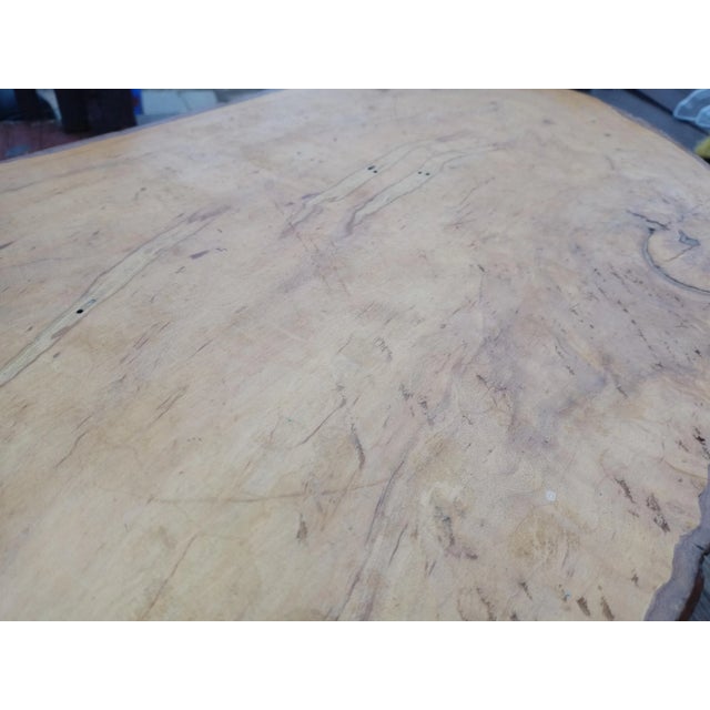 Wood Mid 20th Century Custom Made Slab Wood Coffee Table For Sale - Image 7 of 12
