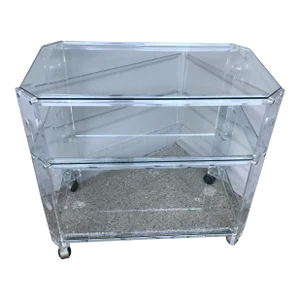 1970s Vintage Lucite and Glass Bar Cart on Casters