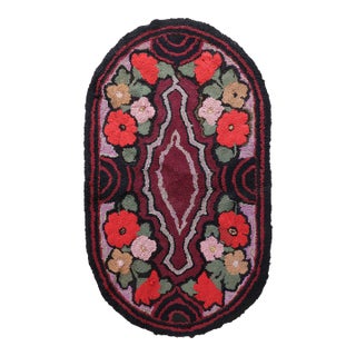 1900s, Handmade Antique American Hooked Rug 2.4' X 4.2' For Sale