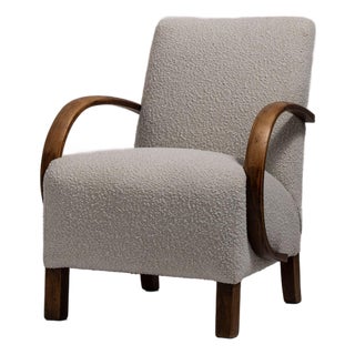Mid 20th Century Jindřich Halabala Blue Wood Club Chairs For Sale