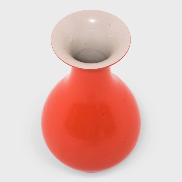 Contemporary Persimmon Glazed Pear Vase For Sale - Image 3 of 4