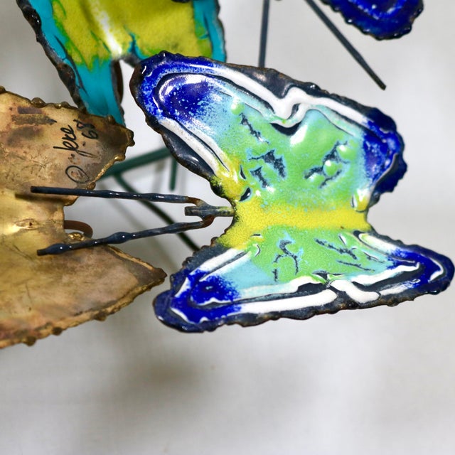 1960s Signed 1968 Curtis Jeré Enameled Butterfly Swarm Wall Sculpture For Sale - Image 5 of 14