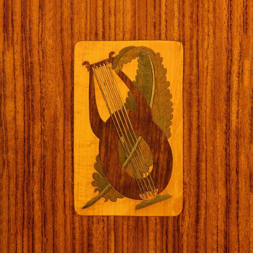 Wood Vintage Drop-Leaf Cabinet in Exotic Wood and Brass, 1950s For Sale - Image 7 of 12