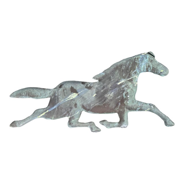 Vintage Embossed Metal Figural Running Horse Weathervane For Sale