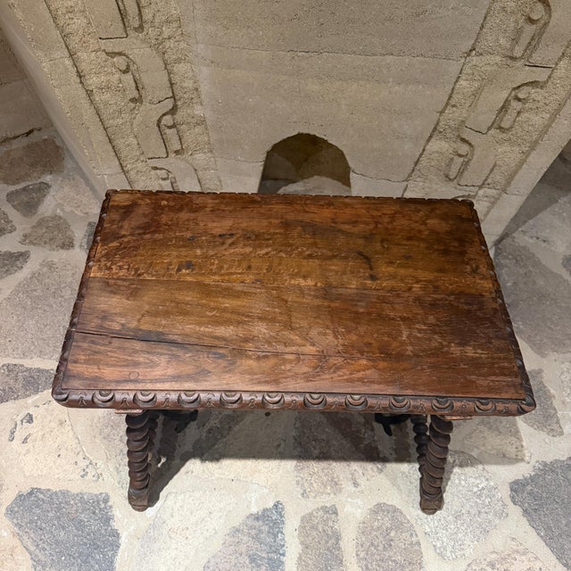 Spanish Antique 19th-Century Spanish Side Table Solomonic Legs Wrought Iron For Sale - Image 3 of 17