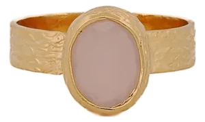 Cleopatra Pink Quartz Gemstone Gold Ring, Size 5