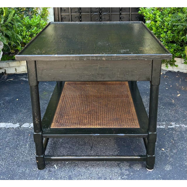 1990s 19th C Style Charles Pollock Black & Gold Chinoiserie Side Table For Sale - Image 5 of 8