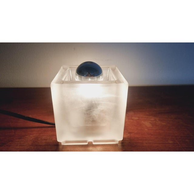 Black Mid-Century Table Lamp Ice Glass Cube from Peill & Putzler, Germany, 1970s For Sale - Image 8 of 16
