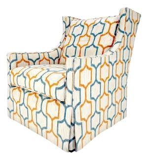 Mid Century Modern Funky Abstract Upholstery Arm Wing Chair MINT