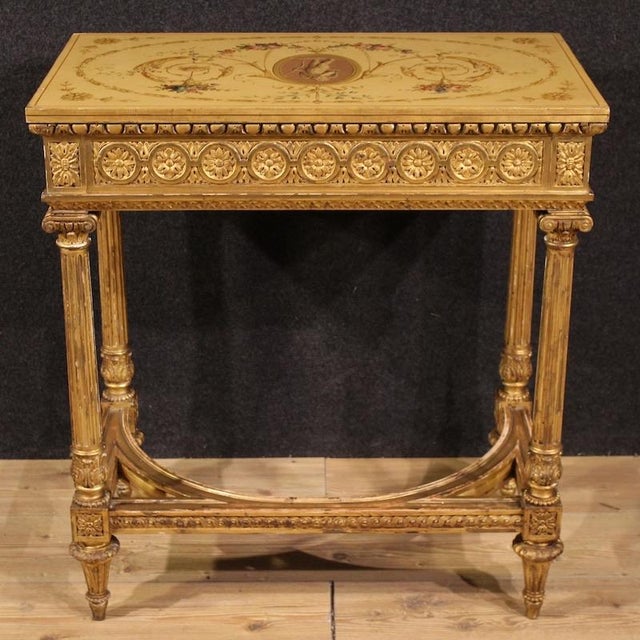 Louis XVI French Lacquered and Gilded Side Table by Sormani, 1920 For Sale - Image 6 of 16