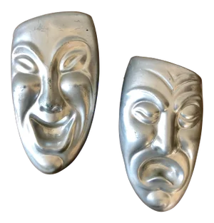 Vintage Comedy & Tragedy Plaster Masks- a Pair