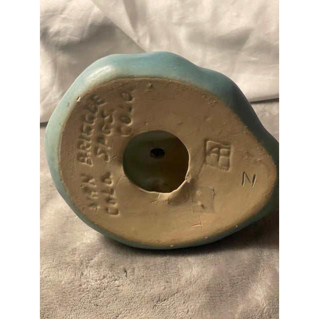 Van Briggle Pottery Vintage Ming Blue Native American Indian Girl Grinding Corn Maize For Sale - Image 10 of 12