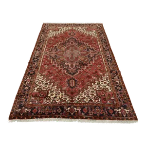 Heriz Rug 8'4'' X 11'10'' Red Wool Semi-Antique Tribal Hand-Knotted Carpet