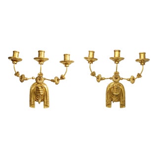Bespoke Giltwood Hand-Carved Sconces - Pair For Sale
