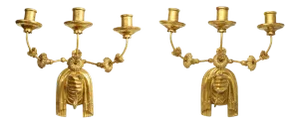 Bespoke Giltwood Hand-Carved Sconces - Pair