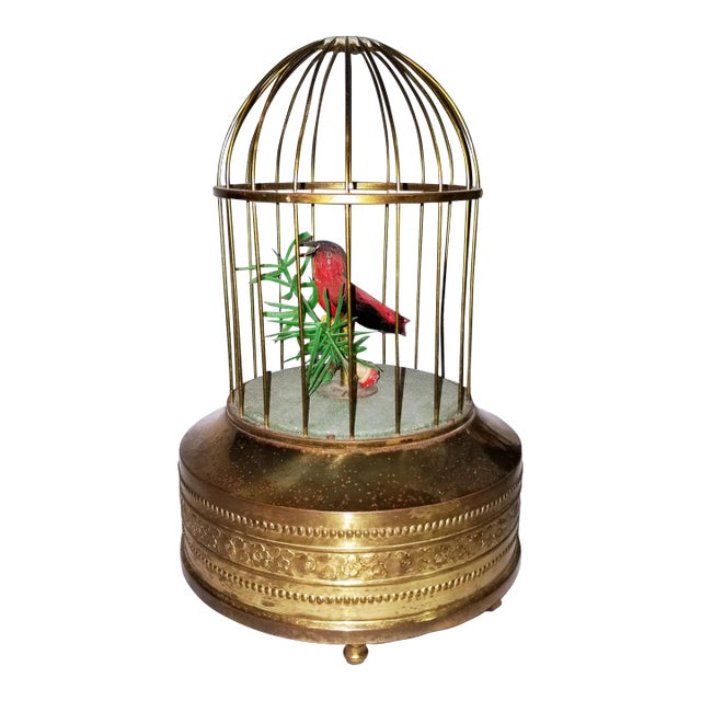 Vintage Automoaton Signing Mechanial Bird Music Box For Sale