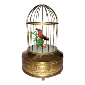 Vintage Automoaton Signing Mechanial Bird Music Box