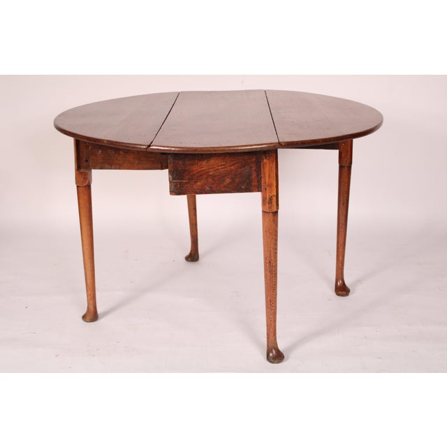 Antique Queen Anne Style Oak Drop Leaf Table For Sale - Image 4 of 12
