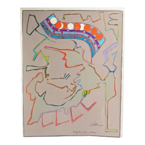 1980s Signed “Mystery of the Umbra” Abstract Mixed Media Painting by Harry Hilson
