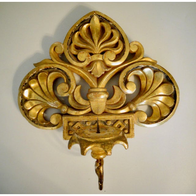 19th-Century Italian Gilt Candle Sconces, a Pair For Sale - Image 6 of 12