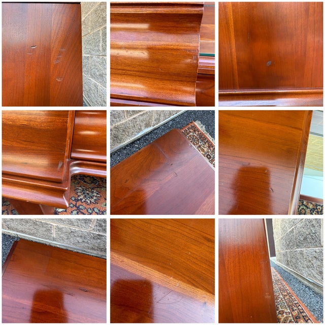 Mid Century Modern Kling Furniture Cherry Modern Collection Solid Cherry 6 Drawer Vanity & Bench For Sale - Image 17 of 18