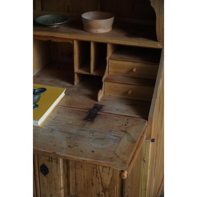 Antique Danish Pine Drop-Front Secretary with Upper Cabinet, Mid-19th Century For Sale - Image 6 of 14