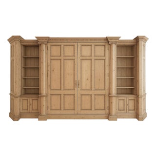 Neoclassical Media & Bookcase Cabinet For Sale