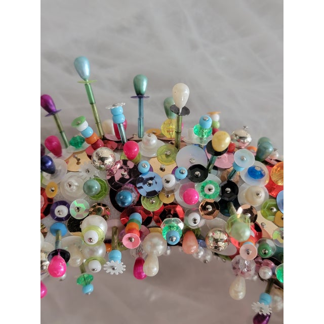 Handmade Beaded & Sequined Wreath / Centerpiece by Maggie Paxton For Sale - Image 14 of 17