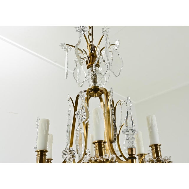 French 19th Century Brass & Crystal Chandelier For Sale - Image 9 of 12