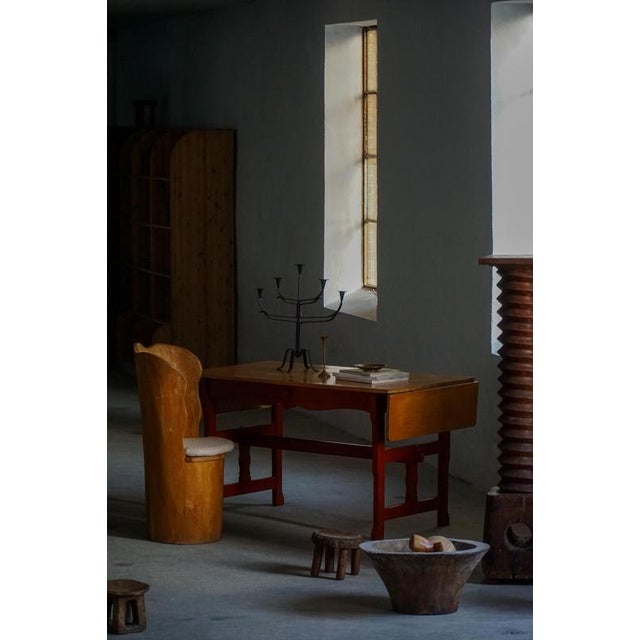 Mid-Century Modern Brutalist Swedish Stump Chair in Pine & Bouclé, 1970s For Sale - Image 6 of 17