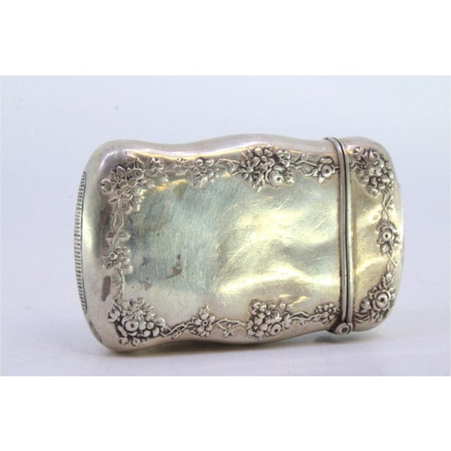 Silver Matchbox with Floral Reliefs and Monogram Card For Sale - Image 3 of 8