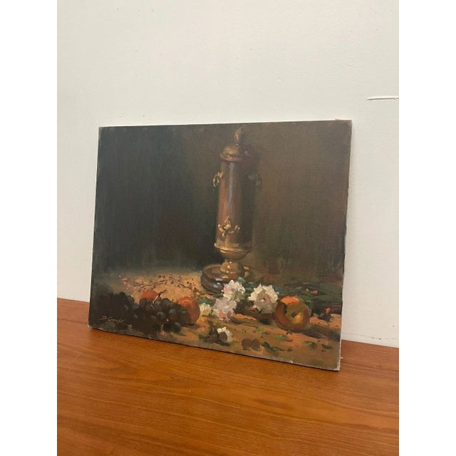 Mid-Century Modern Vintage Original Signed Donna Cook Still Life on Canvas. For Sale - Image 3 of 7